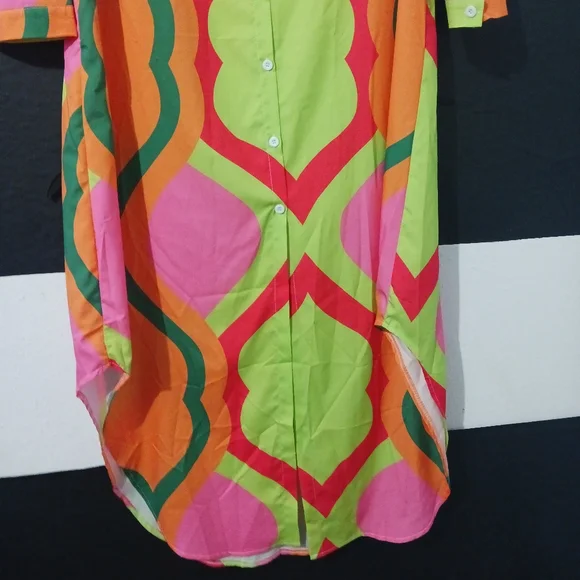 NEW Women Multicolor casual buttoned maxi dress - Picture 6 of 13